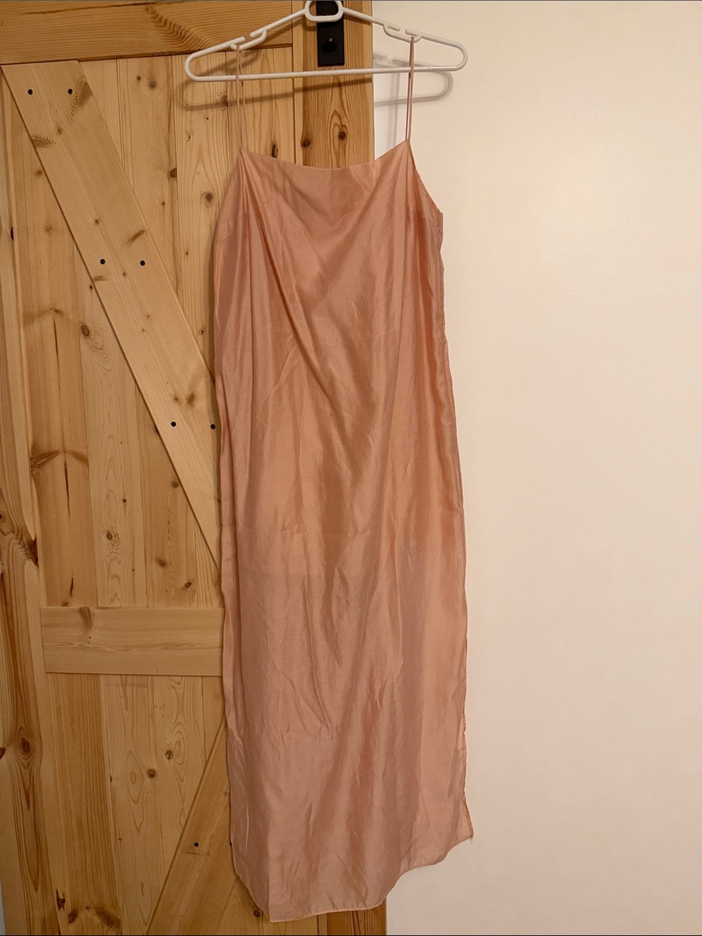 H&M Strapless Slip Midi Dress in Blush